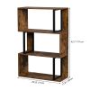 Bookcase and Bookshelf 3 Tier Display Shelf, S-Shaped Z-Shelf Bookshelves, Freestanding Multifunctional Decorative Storage Shelving for Home Office, V