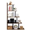 Wooden 5-Tier Bookshelf, Industrial Vintage Freestanding Bookcase Multipurpose Storage Display Rack, Wood Look Accent Metal Organizer Frame for Living