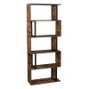 Bookcase and Bookshelf 5 Tier Display Shelf, S-Shaped Z-Shelf Bookshelves, Freestanding Multifunctional Decorative Storage Shelving for Home Office, V