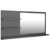 Bathroom Mirror High Gloss Gray 35.4"x4.1"x17.7" Chipboard