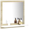 Bathroom Mirror White and Sonoma Oak 15.7"x4.1"x14.6" Chipboard