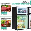 Two-Door Mini Refrigerator 3.2Cu.Ft, Freestanding Mini Fridge with Freezer for Bedroom Office or Dorm, Reversible Door, 7-Level Thermostat Control, Bl