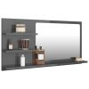 Bathroom Mirror High Gloss Gray 35.4"x4.1"x17.7" Chipboard