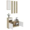 Hallway Furniture Set White and Sonoma Oak Chipboard