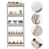 Laundry Room Organizer, Mobile Shelving Unit Organizer with 5 Large Storage Baskets, Gap Storage Slim Slide Out Pantry Storage Rack for Narrow Spaces