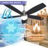 Noiseless 52 Inch Black Ceiling Fan with Lights Remote Control Modern Ceiling Fans for Bedroom Living Room Low Profile Ceiling Fan with 6 Speeds 3 Col