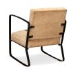 Lounge Chair Brown Genuine Leather and Canvas