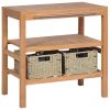 Bathroom Vanity Cabinet with 2 Baskets Solid Teak 29.1"x17.7"x29.5"