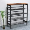 Industrial shoe rack, adjustable country style 5-layer shoe rack storage rack, with 4 mesh shelves, suitable for entrance, living room, bedroom and po