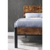 Queen Size Metal Platform Bed Frame with Wooden Headboard and Footboard, No Box Spring Needed, Large Under Bed Storage, Easy Assemble