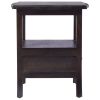 Bedside Cabinet Light Black Coffee Solid Mahogany Wood