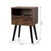 Bedroom & Small Spaces Mid Century Nightstand 2 Pcs Set With Drawer And Shelf