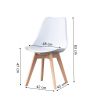 EDLMH Set of 4, ABS PP Nordic Dining Chair with Beech Wood Legs for Dining Room, Living Room, Office, Bedroom, White  YJ