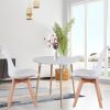 EDLMH Set of 4, ABS PP Nordic Dining Chair with Beech Wood Legs for Dining Room, Living Room, Office, Bedroom, White  YJ