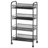 Free shipping 4-Tier Mesh Wire Rolling Cart Multifunction Utility Cart Metal Kitchen Storage Cart with 4 Wire Baskets Lockable Wheels for Home, Office