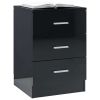 Bedside Cabinets 2 pcs High Gloss Black 15"x13.8"x22" Chipboard