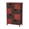 Storage Cabinet, Accent Cabinet, with 4 Drawers and 4 Baskets , for Kitchen/Dining/Entrance/Bedroom (red)