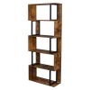 Bookcase and Bookshelf 5 Tier Display Shelf, S-Shaped Z-Shelf Bookshelves, Freestanding Multifunctional Decorative Storage Shelving for Home Office, V