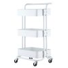 3-Tier Home Kitchen Storage Utility cart with handle-White--YS