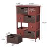 Storage Cabinet, Accent Cabinet, with 4 Drawers and 4 Baskets , for Kitchen/Dining/Entrance/Bedroom (red)