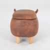 Decorative animal storage stool for kids, ottoman bedroom furniture, brown kids footstool, cartoon chair for home with solid wood legs, decorative foo