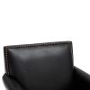 Living Traditional Upholstered PU Leather Club Chair with Nailhead Trim, Black