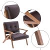 Retro Single Sofa Chair Armchair Seat Accent Armchair Wood Frame Suede Brown