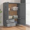 Wardrobe Dark Gray 39"x17.7"x53.9" Solid Wood Pine