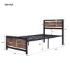 Metal and Wood Bed Frame with Headboard and Footboard ,Twin Size Platform Bed ,Easy to Assemble(BLACK)