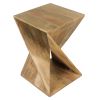 DunaWest Wooden End Table with Square Top and Twisted Illusion Wooden Frame, Oak Brown