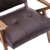 Retro Single Sofa Chair Armchair Seat Accent Armchair Wood Frame Suede Brown