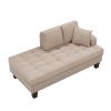 [VIDEO provided]64" Deep Tufted Upholstered Textured Fabric Chaise Lounge,Toss Pillow included,Living room Bedroom Use,Warm Grey