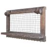 Wall Mounted Wooden Holder Hanging Jewelry Organizer with a Removable Bar, a Shelf and 15 Hooks, Rustic Brown