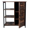 Retro Storage Cabinet Cupboard Multipurpose Cabinet with 3 Open Shelves and Closed Compartments for Kitchen, Living Room and Bedroom XH