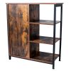 Retro Storage Cabinet Cupboard Multipurpose Cabinet with 3 Open Shelves and Closed Compartments for Kitchen, Living Room and Bedroom XH