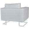 Cube Armchair White Leather