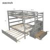 Twin-over-Twin Bunk Bed with Trundle, Drawer and Storage Ladder, Gray