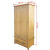 Wardrobe with 1 Drawer Solid Oak Wood 35.4"x20.5"x72"