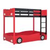 Twin Size Car-Shaped Bunk Bed with Wheels