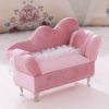 Pink Velvet Jewelry Box Storage Organizer Lace Princess Mini Chaise Longue Furniture Shape Jewelry Holder