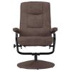 TV Armchair with Foot Stool Brown Faux Suede Leather