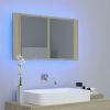 LED Bathroom Mirror Cabinet Sonoma Oak 31.5"x4.7"x17.7"