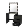 Dressing Table Modern Vanity Table Set with Large Light Mirror Adjustable Brightness, Makeup Dresser with 3 Drawers Bedroom Furniture