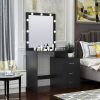 Dressing Table Modern Vanity Table Set with Large Light Mirror Adjustable Brightness, Makeup Dresser with 3 Drawers Bedroom Furniture