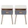 Set of 2 Nightstand, Wooden Bedside Table, End Table for Living Room, Bedroom and Office