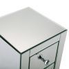 Silver Modern Beside Table Mirrored Nightstand End Tables,  Mirror Accent Side Table for Bedroom, Living Room--double layer XH