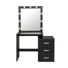 Dressing Table Modern Vanity Table Set with Large Light Mirror Adjustable Brightness, Makeup Dresser with 3 Drawers Bedroom Furniture