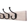 Coat Rack Wall Mounted Wooden  5 Iron Hooks Rustic Premium Solid Wood Coat Hanger