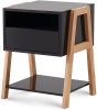 Nightstand Side Table Side Table with Storage Drawers and Open Shelves Solid Wood Nightstand with Solid Wood Legs Modern Nightstand for Bedroom Living