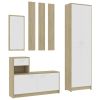 Hallway Furniture Set White and Sonoma Oak Chipboard